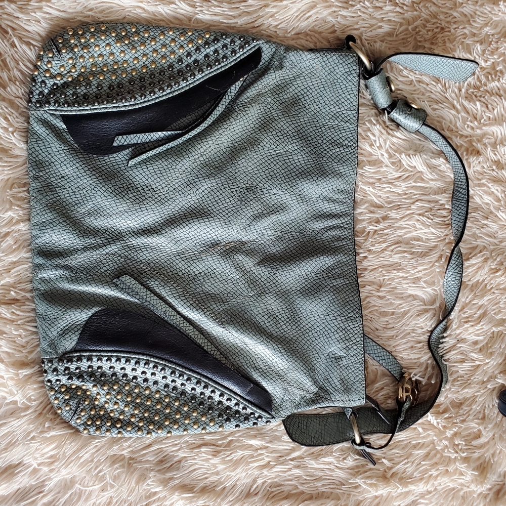 Tortuga Chic Unique Blue Green Leather Shoulder Hand Bag for Women